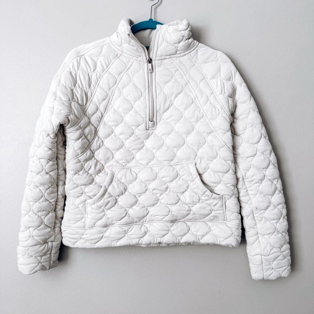 Outdoor Supply Company Quilted Quarter Zip Long Sleeve Cream Sweater Size Small - Picture 2 of 6